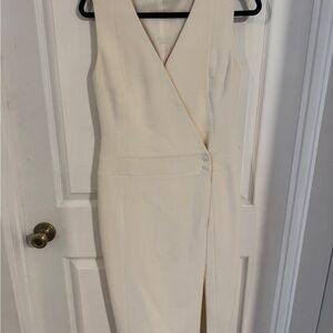 Jason Wu Cream Long Sleeve Sheath Dress V-Neck Cocktail